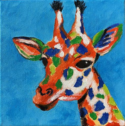 Bright colored giraffe